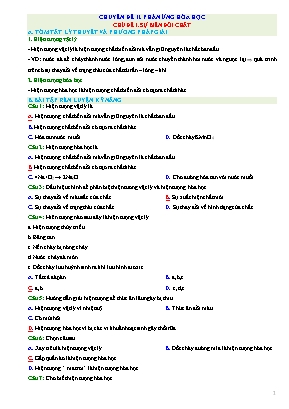 Các đề luyện thi Hóa học Lớp 8